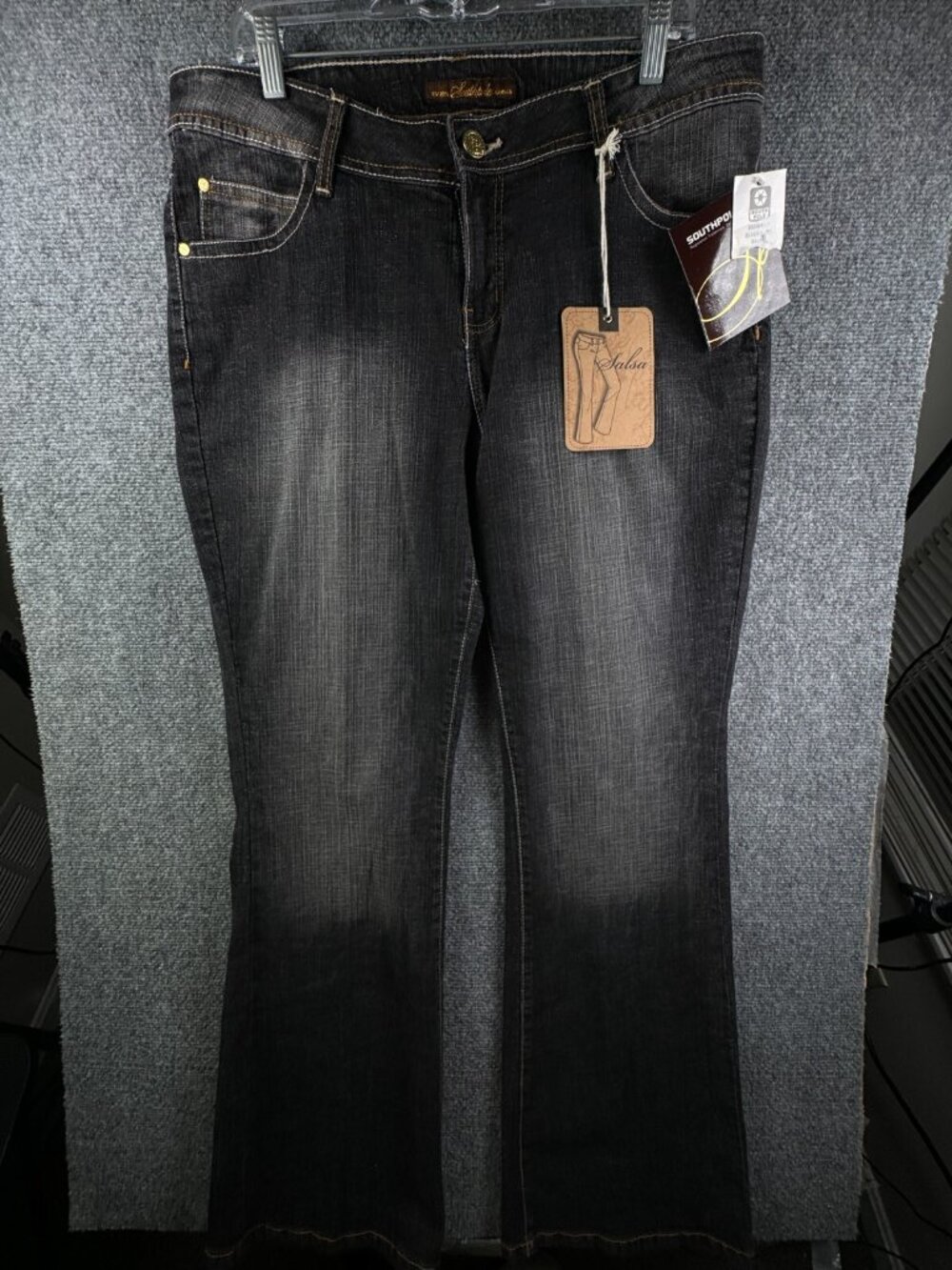 NWT NOS VTG South Pole Jeans Women Charcoal Wash Urban Size 16 Denim ACTL 36x33